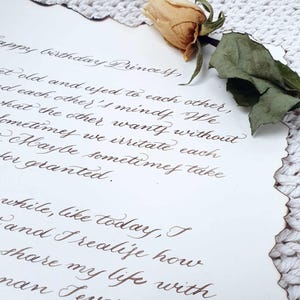 Carta de declaração de amor, gratidão/apreciação, 2 manuscritos, vintage ou moderno, caneta tinteiro e tinta, com/sem envelope, papelaria personalizada