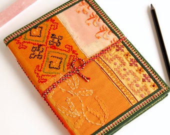 Writing Journal, A5, 96pages, A Silk Notebook also suitable for sketching and light watercolour, with Upcycled Saree and Tree-free Paper
