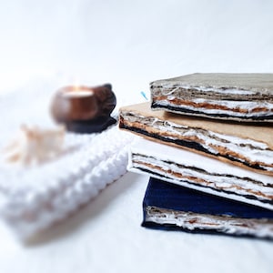Libro d'arte, carta di cotone spesso e frastagliato misto, 12*18 cm, pressata a freddo, adatta a tutti i supporti, 72 pagine, senza acidi, cucita a mano, commercio equo e solidale