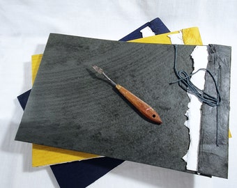 Watercolor Sketchbook (XXL), 250gsm, Refillable, Cotton/Jute Rag Paper, Deckled edge, 60 Detachable Pg, NOT, Very Textured, Mixed tone