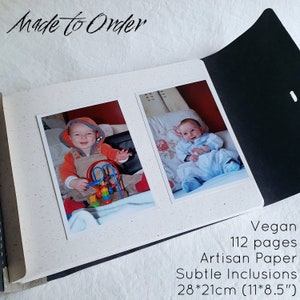 Photo Album, Handmade, Vegan, Thick Mixed Artisan Paper with Subtle Inclusions, Long Stitch Binding, No Bulging, 56pages 2721cm 118.5 image 7