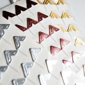 Photo corners, Silver, Gold, Pink, 24 stickers