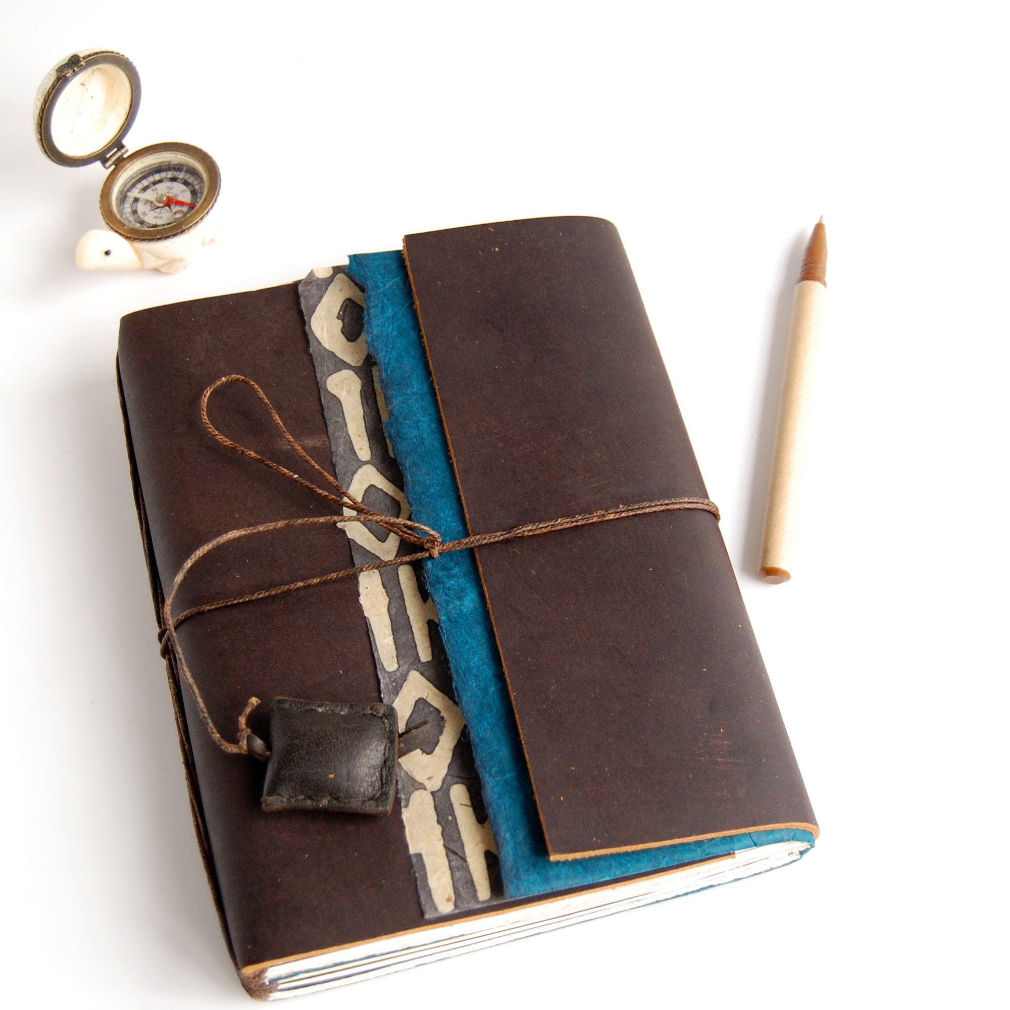 Thick Refillable Travel Journal With Mixed Paper Leather Etsy
