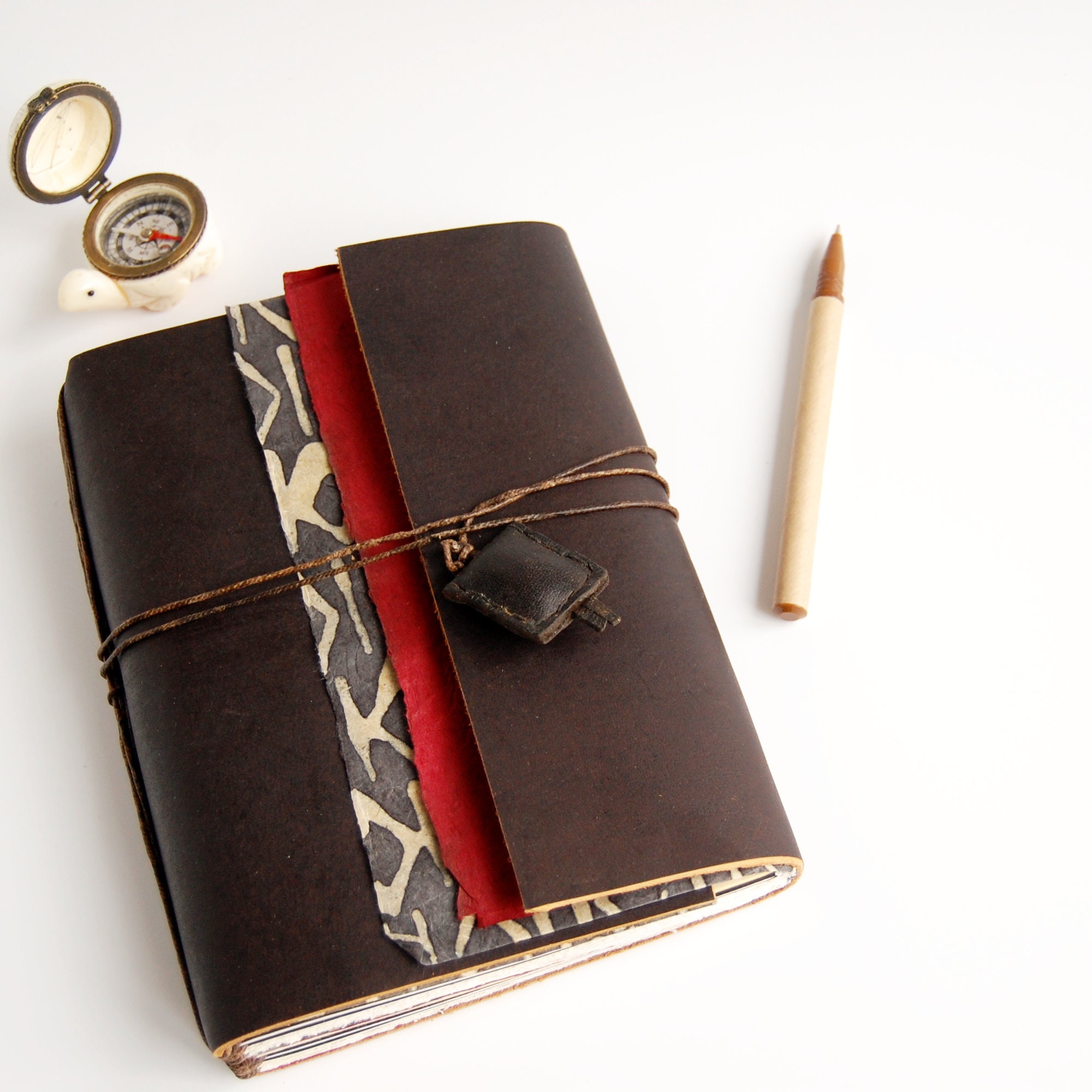 Thick Refillable Travel Journal With Mixed Paper Leather Etsy