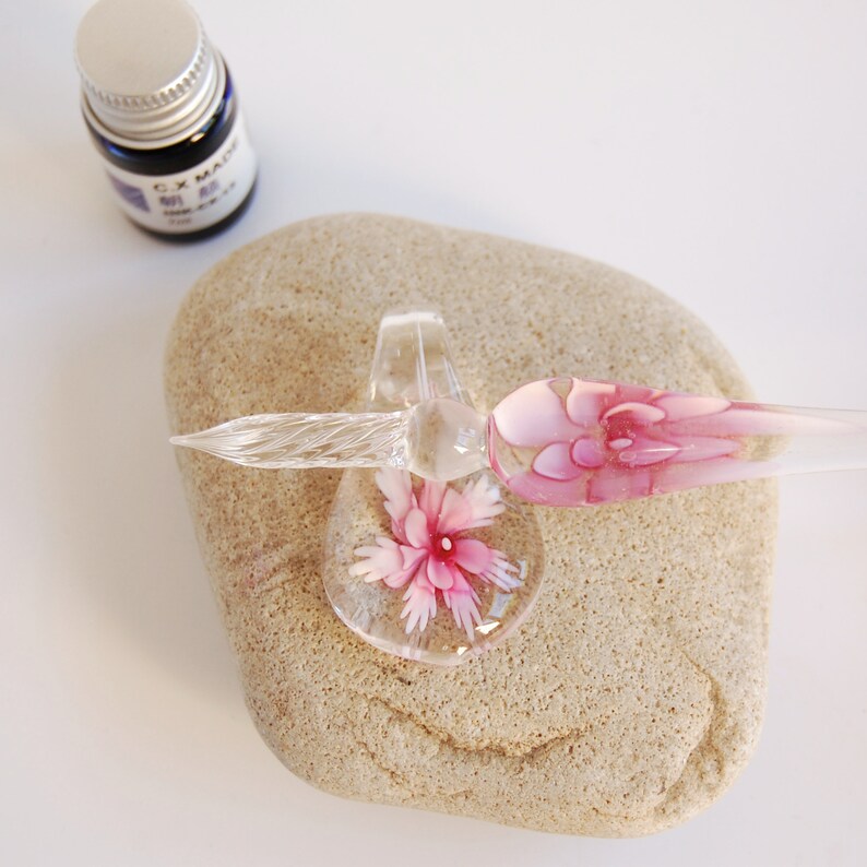 Glass dip pen holder and ink set Etsy