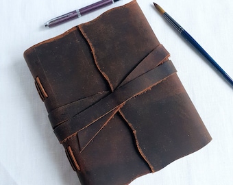 Large Leather Journal, 18*23-7*9", 180 Pg, Distressed (faux)Leather, Blank, Deckled Edges, Suitable for writing/sketching/light watercolor