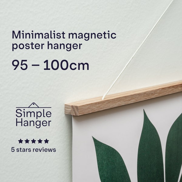 95–100cm Simple Hanger — lightweight, minimalist, magnetic, wooden poster and picture hanger.