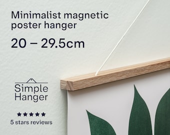 20–29.5cm Simple Hanger — lightweight, minimalist, magnetic, wooden poster and picture hanger.