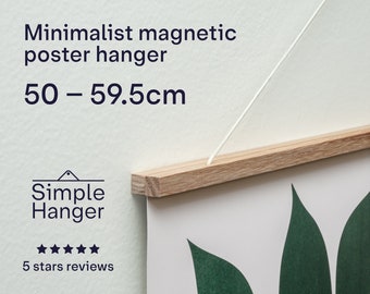 50–59.5cm Simple Hanger — lightweight, minimalist, magnetic, wooden poster and picture hanger.