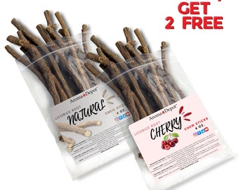 Licorice Root Chew Sticks 4 oz. 100% Natural & Flavored. Glycyrrhiza Glabra Turkish Miswak Stick Natural Toothbrush. Buy 2, Get 1 FREE