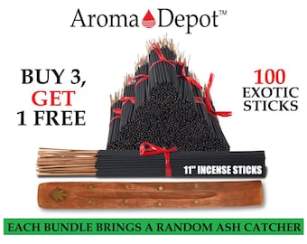 100 Incense Sticks 11&#39;&#39; & ASH CATCHER Handmade Dipped.  Buy 3, Get 1 Free. Freshly made with our Premium Fragrance Oils. Combo Deal