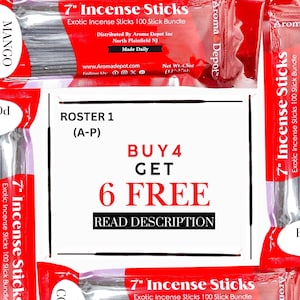 100 Sticks 7&#39;&#39; Incense Sticks WHOLESALE Bulk 7 Inch Scented Sticks Freshly Made Handmade & Dipped. Large Variety Selection. Buy 4 Get 6 FREE