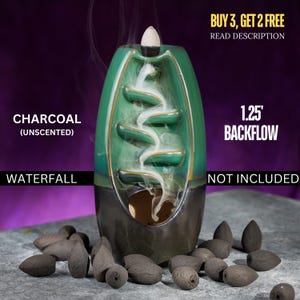 Backflow 1.25&quot; Unscented Charcoal Incense Cones 1.25 Inch Oval Shape for waterfall smoke burner. BACKFLOW Unscented Cones. Buy 3, Get 2 Free