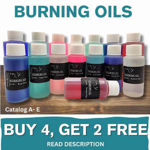 Burning Oil Premium Fragrance Quality Oil for Car Air Diffusers, Electric Lamps, Fragrance Lamp, or Incense Making. Buy 4 get 2 Free.