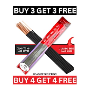 19" Jumbo Incense Sticks, Hand-Dipped, Long Burning (30 Pack)