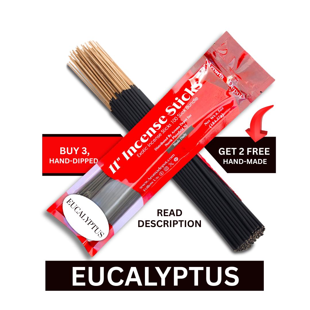 11" Eucalyptus Incense Sticks For Meditation & Relaxation - Buy 3 Get 2 Free
