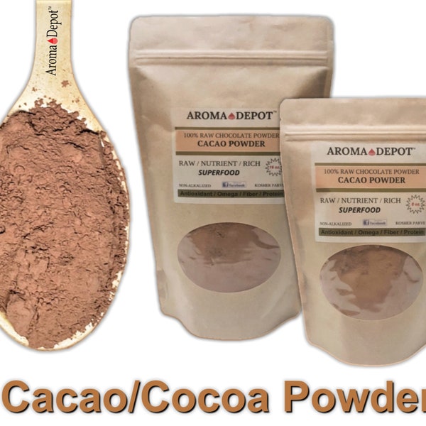 Raw Cocoa Powder / Cacao Powder 100% Chocolate Natural Wholesale Bulk Imported from Ecuador. KRAFT POUCH