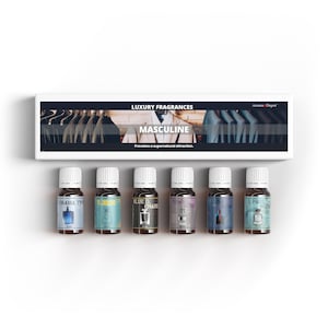 Masculine Designer Type 6 Pack Set -10ml. Fragrance Oil For Birthday Soap Making Supplies, Body, Candle Making,  Perfume, Making & Diffuser.