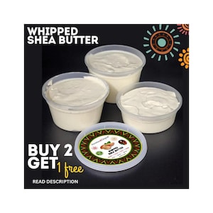 Whipped Shea Butter Unscented Shea Body Butter Handmade I Moisturizer for Glowing Skin, Face, Hair & Body. African Shea Butter. Buy 2 get 1