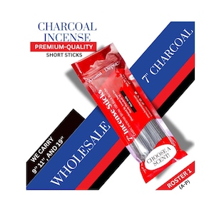 7" Charcoal Incense Sticks – Handmade Wholesale Bulk Packs – Choose Any Scent (Roster 1 A–P)