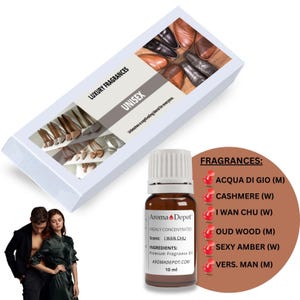 Unisex Designer Type 6 Pack Set - 10ml.  Fragrance Oil For Birthday Soap Making Supplies, Body, Candle Making,  Perfume, Making & Diffuser.