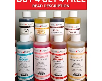 4 oz. Fragrance Oils For Body, Soap, Candle Making & Diffuser. BUY 4, Get 4 FREE!