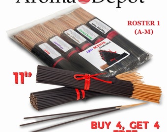 100 Incense Sticks 11'' BULK Handmade, Hand Dipped Natural Variety, BULK Scented, Meditation. Buy 4, Get 4 Free.