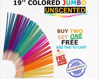 19-inch Jumbo Colored Incense Sticks, DIY Scented, Unscented