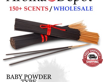 Baby Powder Incense Sticks 11" Handmade, Hand Dipped Natural Variety, BULK Scented, Meditation