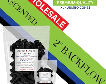 2" Unscented Backflow Incense Cones, Jumbo Charcoal