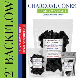 2&#39;&#39; BACKFLOW Charcoal Incense Cones - 2 Inch Jumbo Incense Cones De Incienso. Scented Backflow Cones. Buy 3, Get 2 Free.