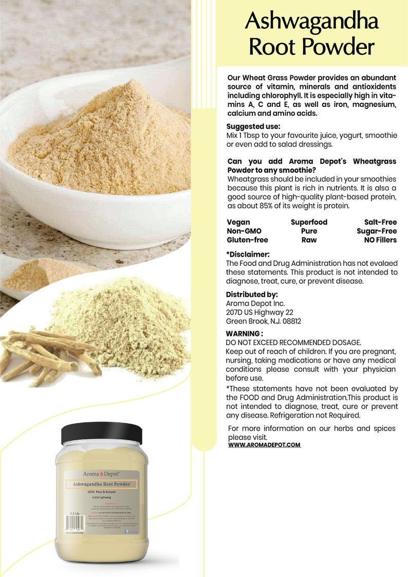 Ashwagandha Root Powder Withania Somnifera | Raw, Vegan, Non-GMO, Gluten Free | Origin - India bild 2