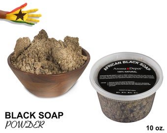 Raw African Black Soap Powder, Ghana, 10 oz