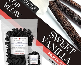 Vanilla Scented Charcoal Incense Cones, Hand Dipped