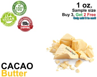 Cocoa Butter Premium 100% Pure Raw Cold Pressed Natural Food Grade, Skin Care Body, Face & hair. Buy 3, get 2 FREE!