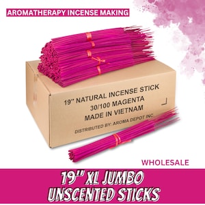 19 Inch MAGENTA Unscented Incense Sticks 19&#39;&#39; XL Jumbo Bulk Wholesale Wood Punks - Natural Joss Powder and Bamboo DIY Incense Making