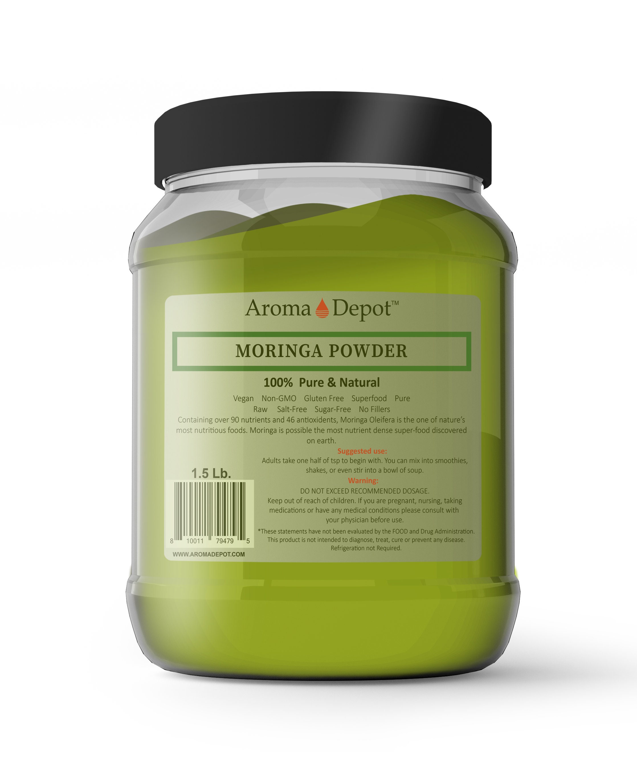 Moringa Powder 1.5 Lb. JAR Oleifera Leaf 100% NATURAL Tree Plant Ground ...