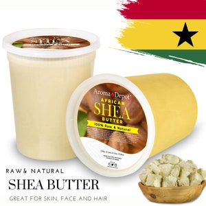 African Shea Butter 32 oz. Organic Raw Bulk Unrefined Pure Natural Virgin From Ghana. Great For Skin, Face & Hair. 2 lb. CONTAINER