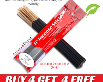 100 Sticks 11&#39;&#39; Incense Sticks 11 Inch Scented Sticks, Handmade, Hand Dipped Natural Variety, WHOLESALE, Meditation. Buy 4, Get 4 Free.