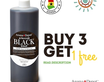 Raw African Black Soap, Unrefined, From Ghana, 32 oz