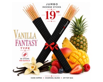 19 inch Vanilla Fantasy XL-Jumbo Incense Sticks for Meditation & Relaxation – Buy 3 Get 3 Free