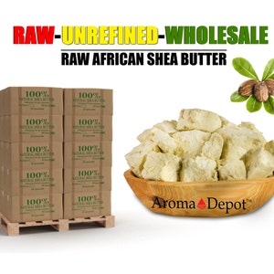 African Shea Butter Yellow or Ivory 100% Pure Organic Natural Raw Grade A Unrefined Wholesale Imported from Ghana. Aroma Depot Shea Butter is 100% Unrefined with an oily, nutty, smoky scent. Butyrospermum parkii. Shea Butter for Budy, Skin, and Hair.