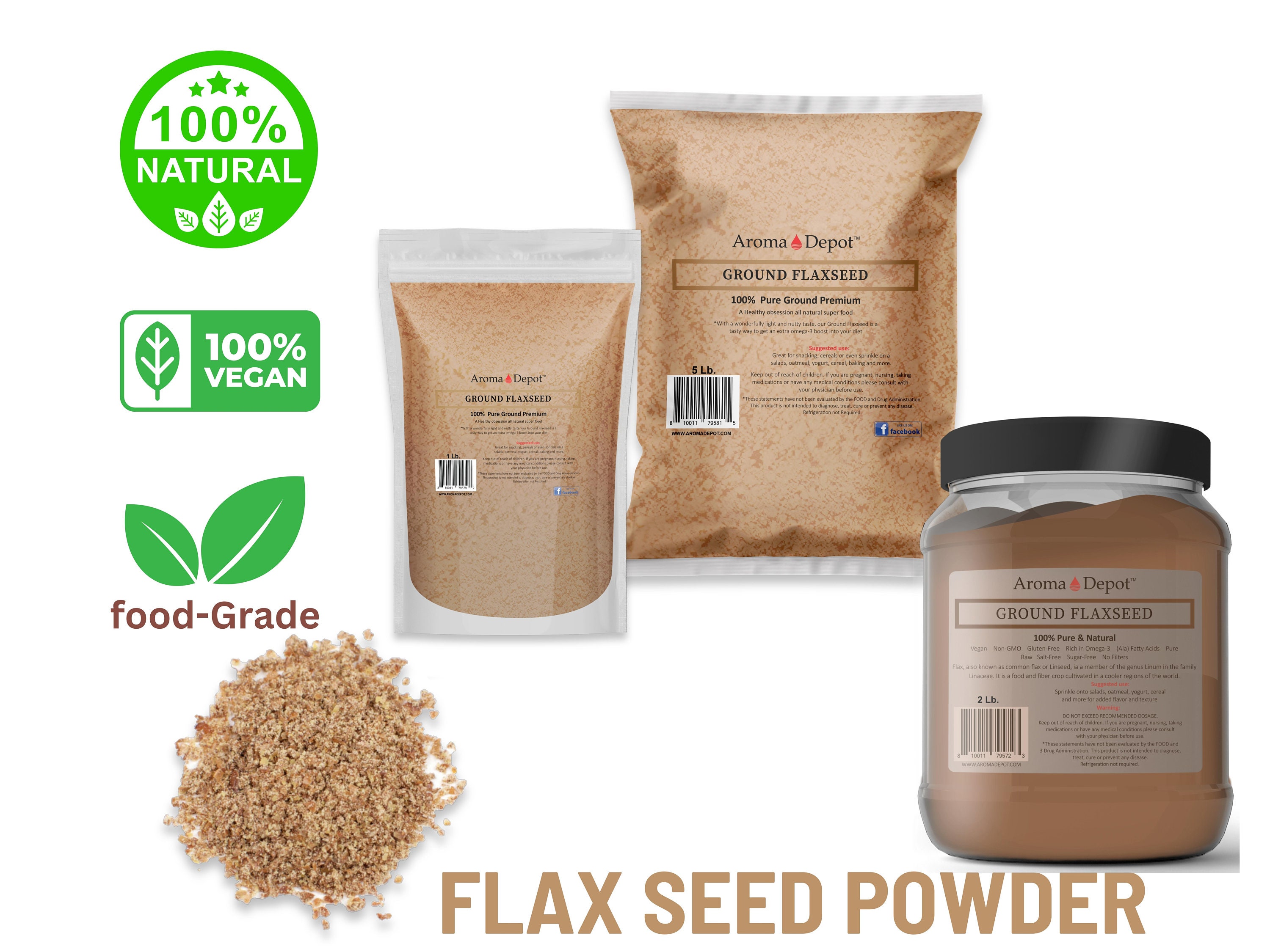 Flax Seed, Flax Seed Powder, Linseed Powder, Alsi seed,Linseed. 1 LB
