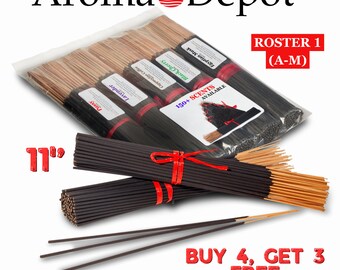 Incense Sticks 11'' BULK 100, Handmade, Hand Dipped Natural Variety, BULK Scented, Meditation. Buy 4, Get 3 Free.