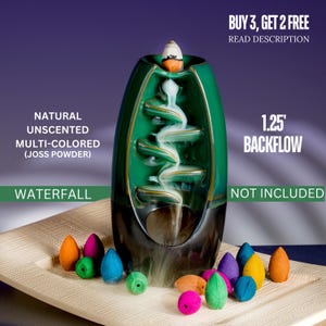 1.25&quot; Unscented Charcoal Incense Cones 1.25 Inch Muliti-Colored for Waterfall Smoke Burner. BACKFLOW Cones. Buy 3, Get 2 Free.