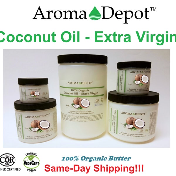 Coconut Oil Extra Virgin 100% Pure Premium Organic from 2 oz up to 3 Lb tub Skin, Body & Hair FREE SHIPPING!!! Same day shipping!