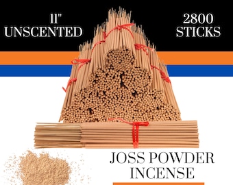 2800 Unscented Incense Sticks, Natural Joss Powder, DIY Craft (11'')