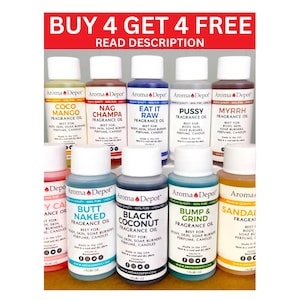1 oz Fragrance Oils for Soap, Candle Making, Diffusers - Buy 4 Get 4 Free