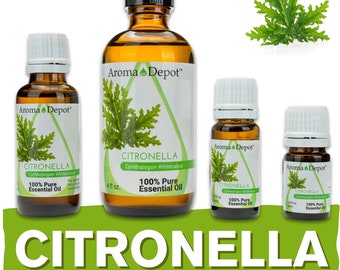 Citronella Essential Oil 100% Pure Natural Therapeutic Grade, Cymbopogon winterianus, Aromatherapy, Skin, Candle Making, & Diffuser. Bulk