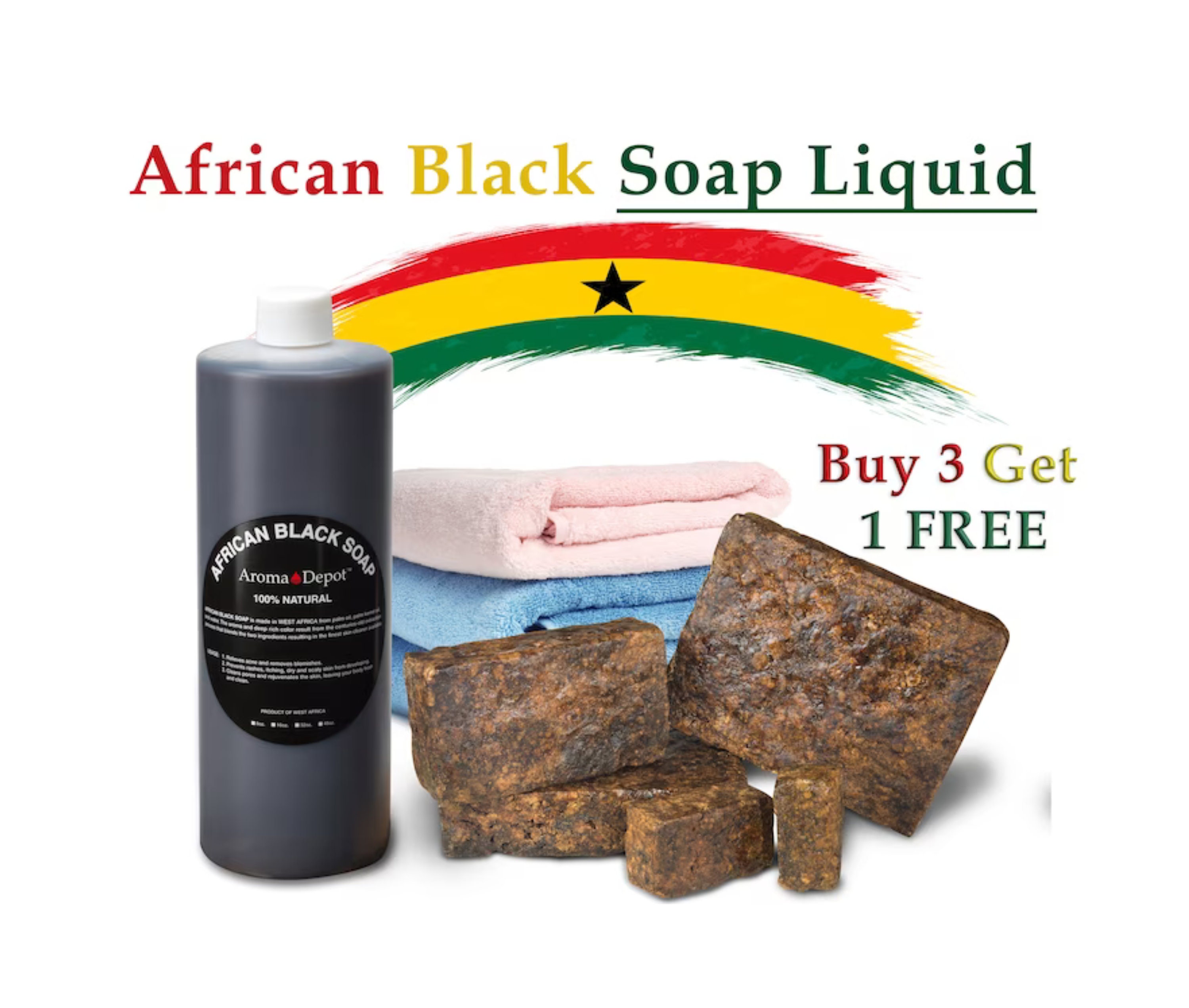 Aroma Depot Raw African Black Soap 1 lb. 100% Natural Raw Soap for